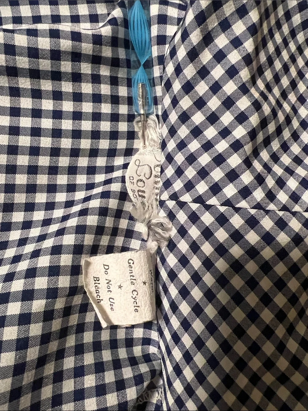 Classic Black & White Gingham Tie-Neck Button-Down Shirt - Picture 4 of 8